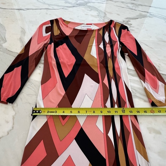 EMILIO PUCCI CORAL MULTI ICONIC PRINT MARILYN STYLE DRESS SIZE IT 40 / US 6 - Picture 8 of 17